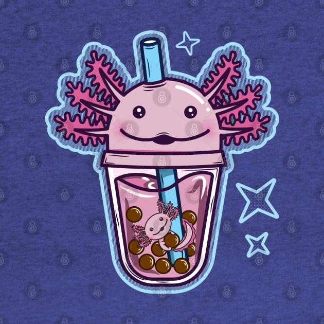 Axolotl bubble tea blue and pink by InnerYou